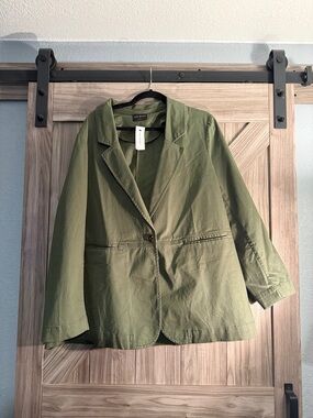 Lane Bryant Olive Green Single-Button Blazer